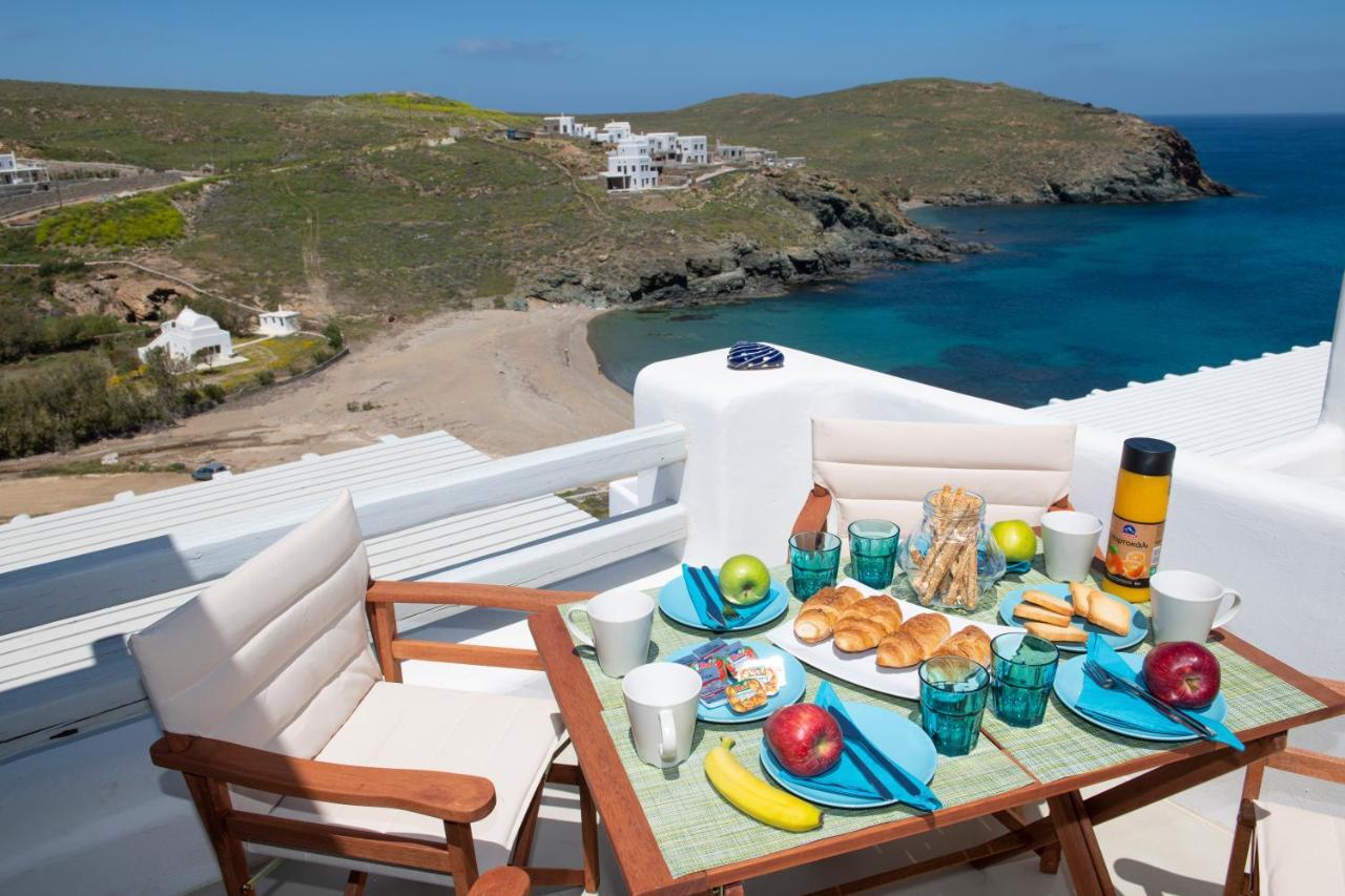 Superior Beachfront Apartment 1 With View To The Aegean Sea Panormos  Exteriér fotografie