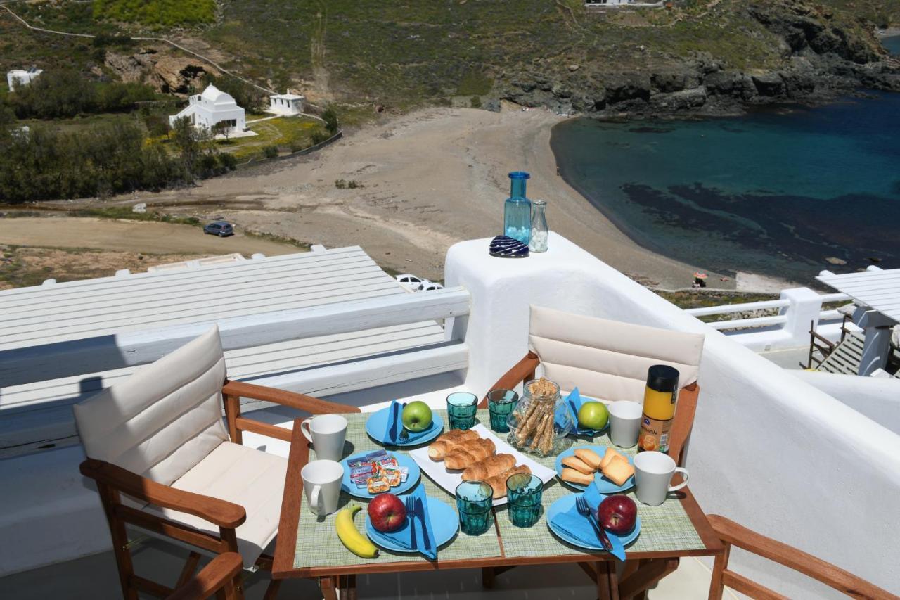 Superior Beachfront Apartment 1 With View To The Aegean Sea Panormos  Exteriér fotografie